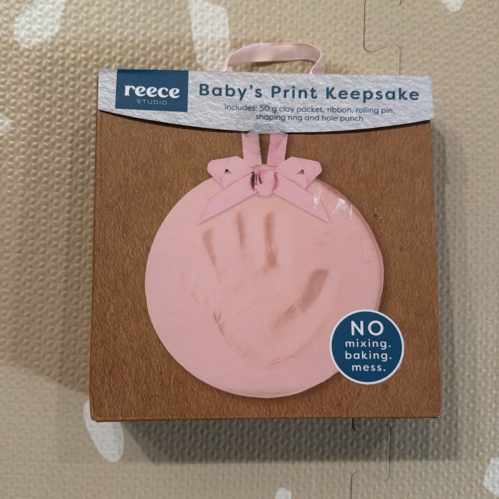 Baby print keepsake - pink ribbon